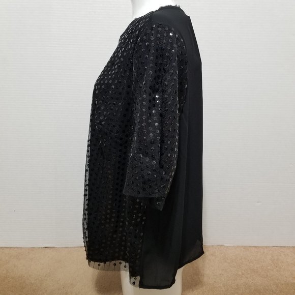 Who What Wear top 2X Plus Size sequin mesh overlay bedazzled bling party evening - Picture 2 of 11